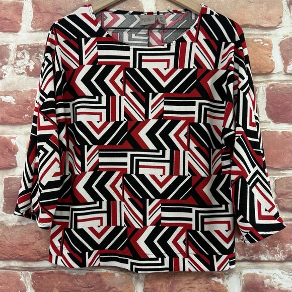 Chicos Easywear Top Womens Multicolor Small Striped Abstract Casual Career Shirt - Picture 1 of 8